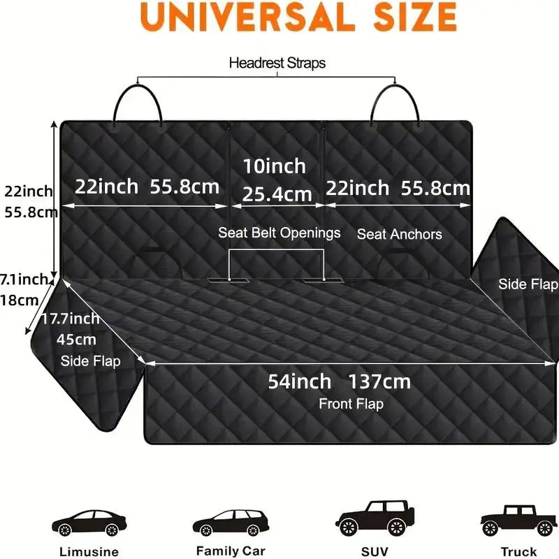 Dog Car Seat Cover, Back Seat Cover for Dogs Pet Car Seat Protector Waterproof Bench Car Seat Cover, Non-Slip Reat Seat Cover